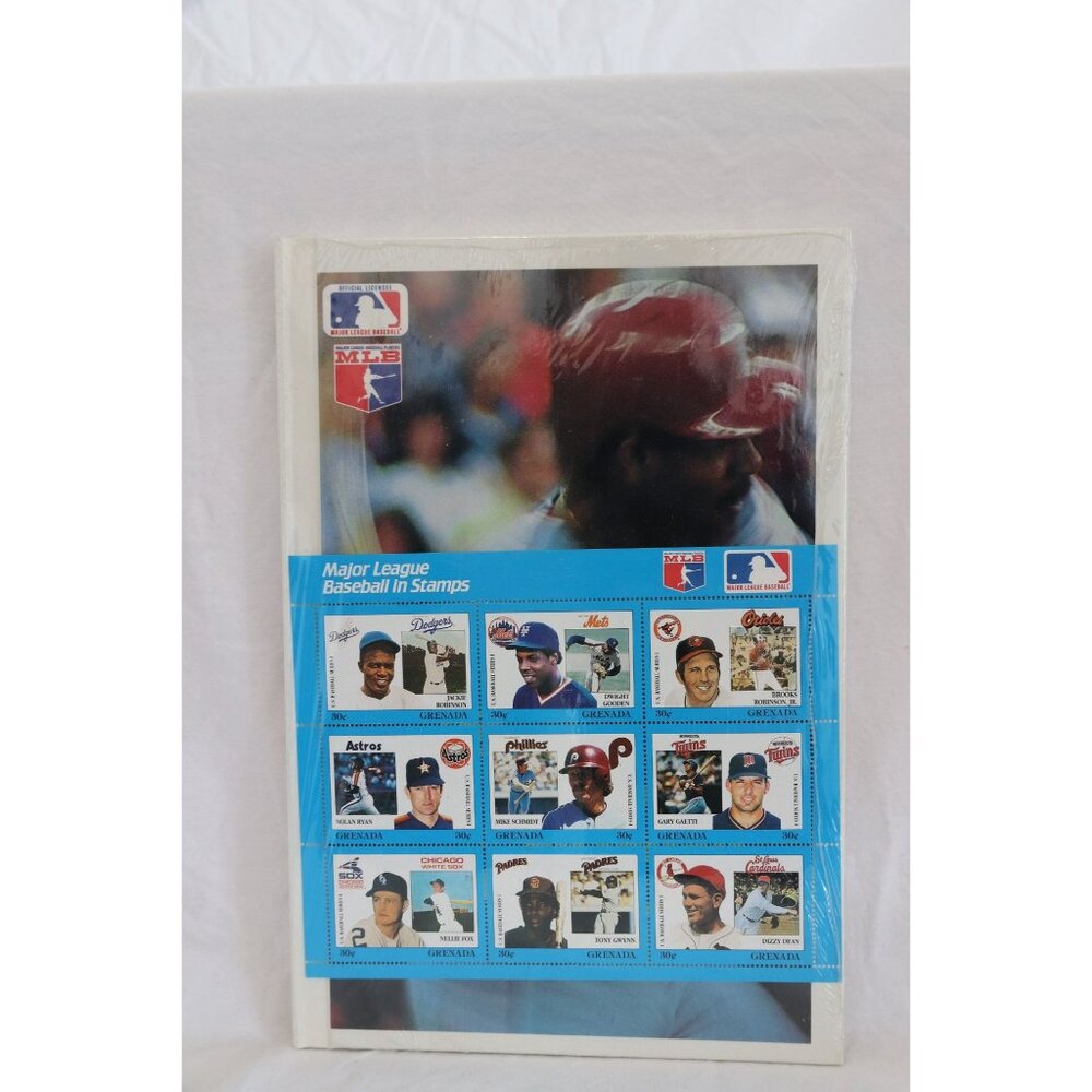 Vtg 1981 MLB Hard Cover Stamp Book 9 Stamps From Grenada Philatelic Internationa